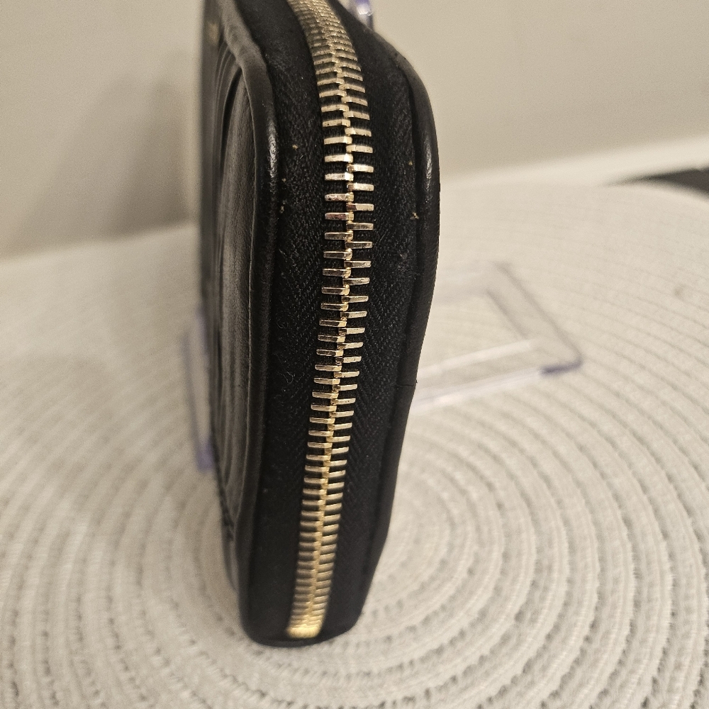 Prada Black Ruched Leather Zip Around Wallet Gold Hardware - Picture 4 of 13